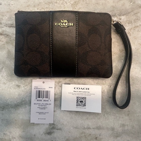 Coach Handbags - Coach Black and Brown Wristlet
